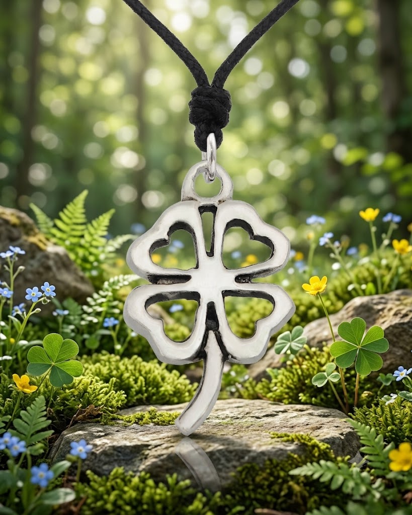 Four Leaf Clover Sterling-silver Pewter Gold Brass Charm Necklace Pendant Jewelry