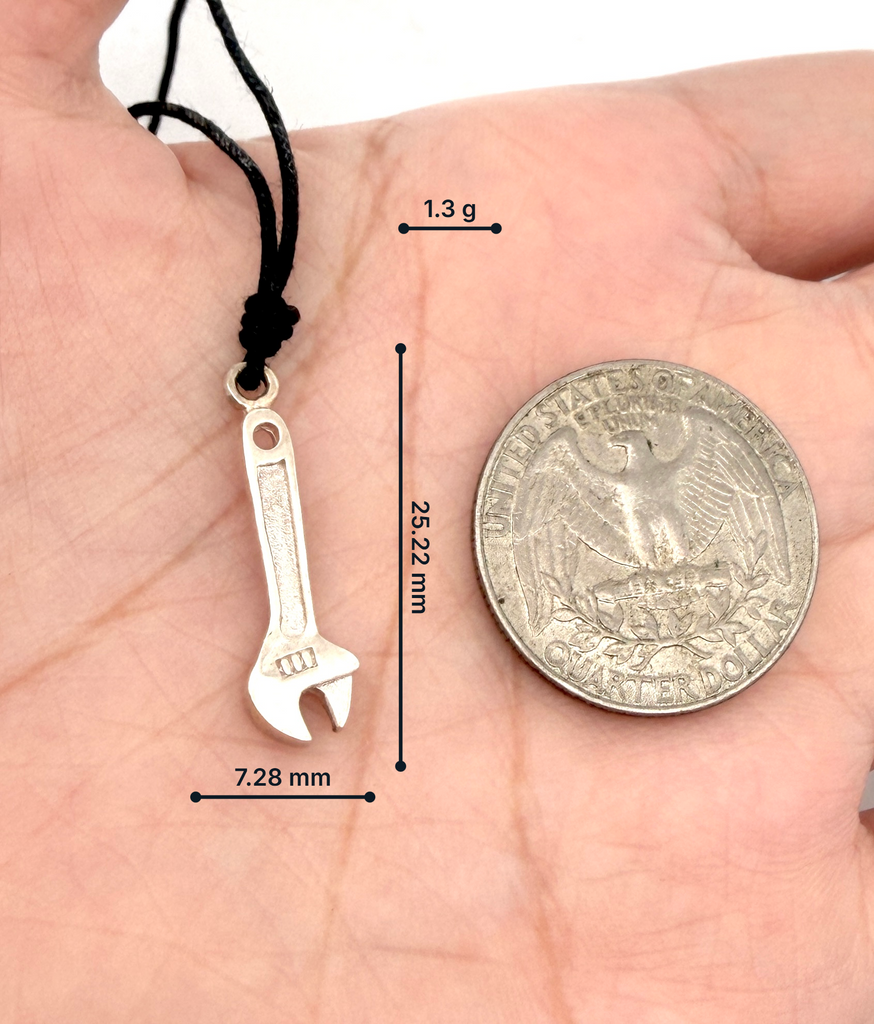 Adjustable Spanner 92.5 Sterling Silver Gold Brass Necklace Pendant Jewelry