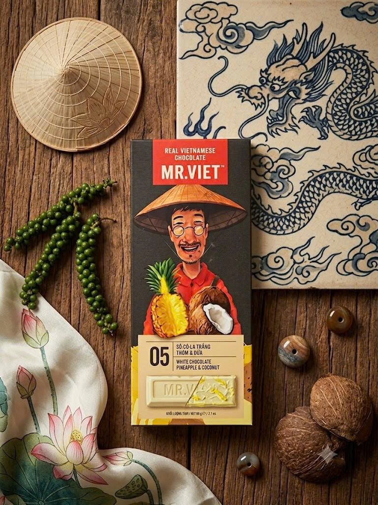 Mr. Viet Chocolate Bars With Variety Flavors from Vietnam: Dark, Matcha, Durian, Mango & Coconut