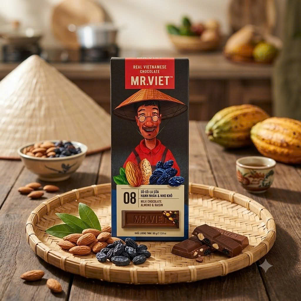 Mr. Viet Chocolate Bars With Variety Flavors from Vietnam: Dark, Matcha, Durian, Mango & Coconut