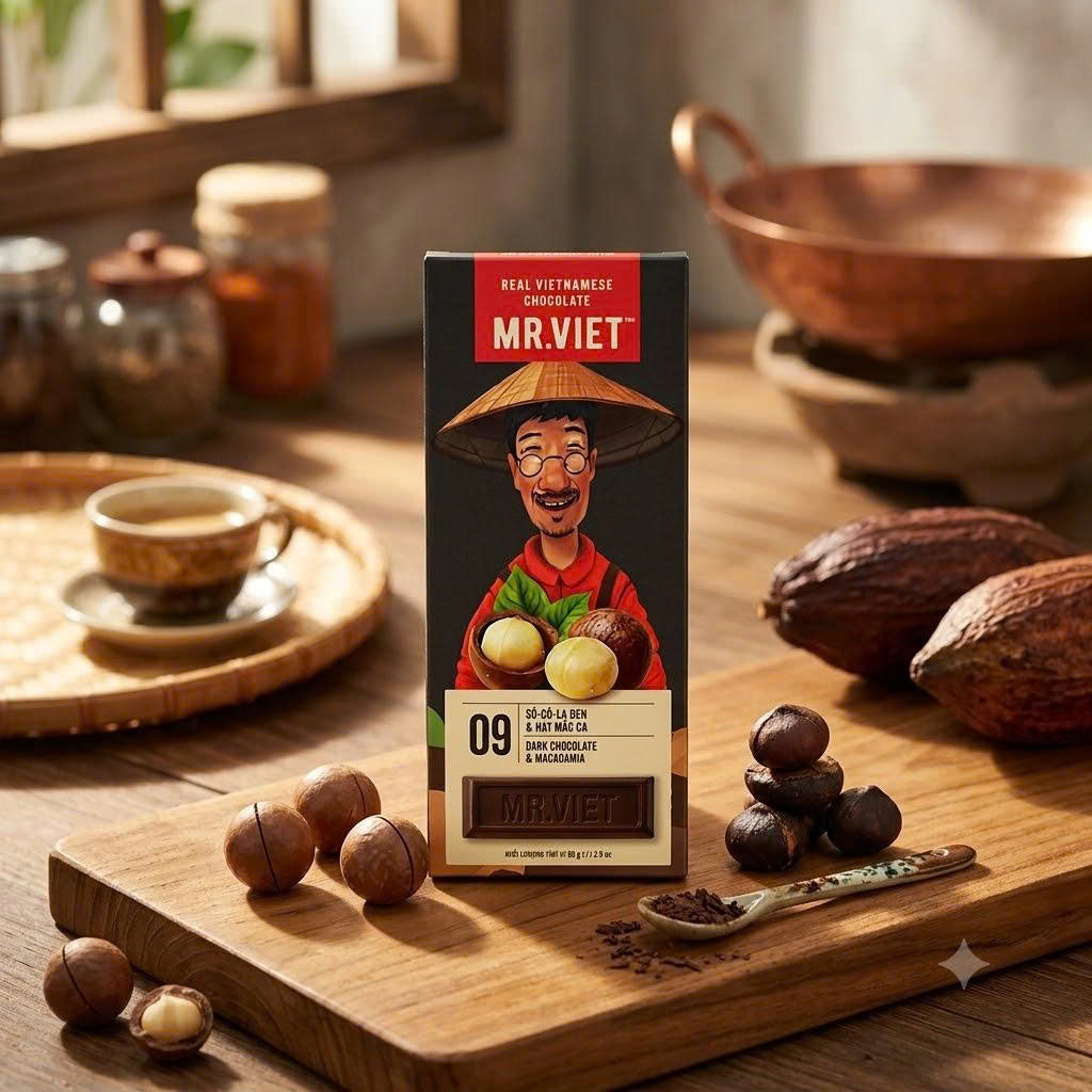 Mr. Viet Chocolate Bars With Variety Flavors from Vietnam: Dark, Matcha, Durian, Mango & Coconut