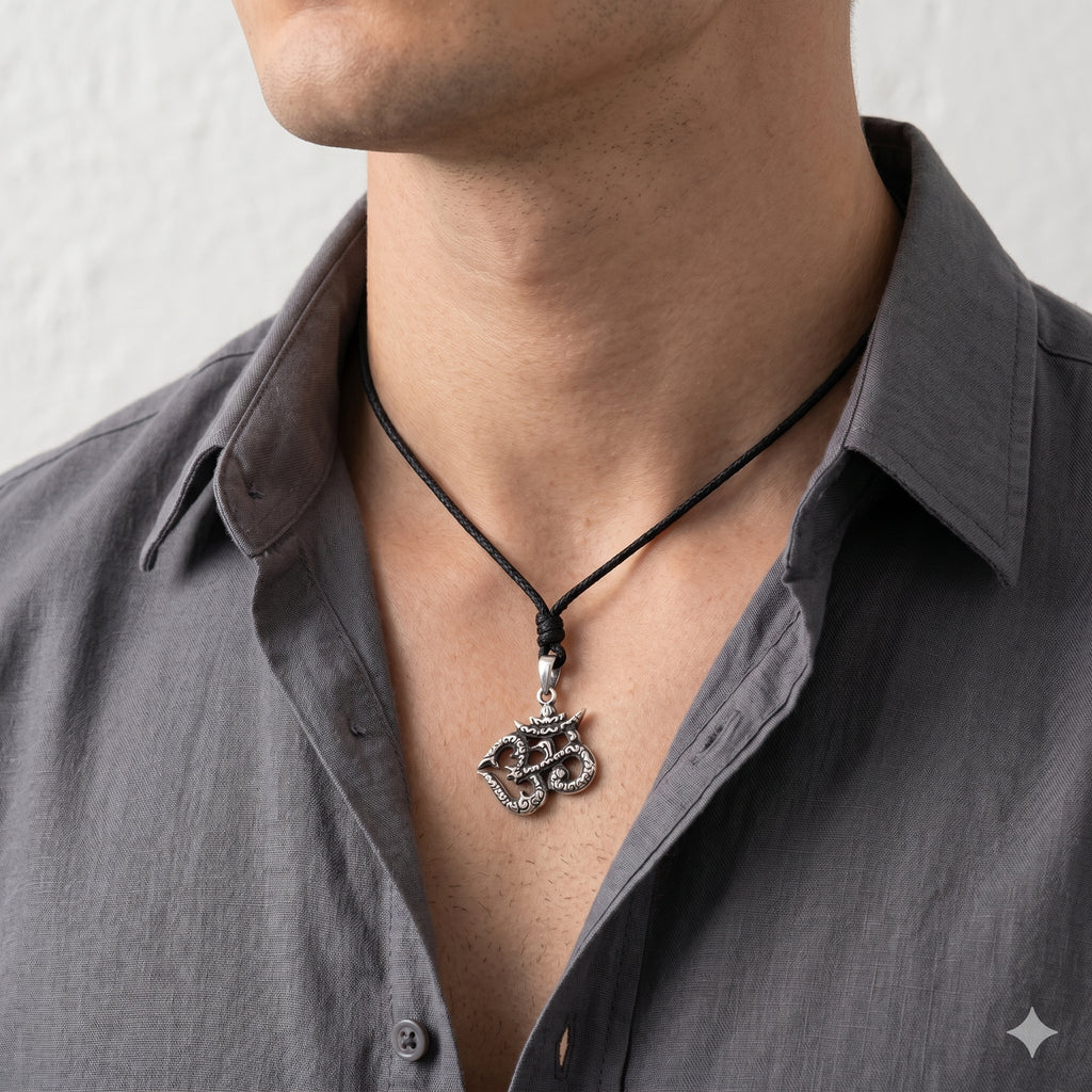 New Om Ohm Hindu Word Yoga Silver Pewter Charm Necklace Pendant Jewelry