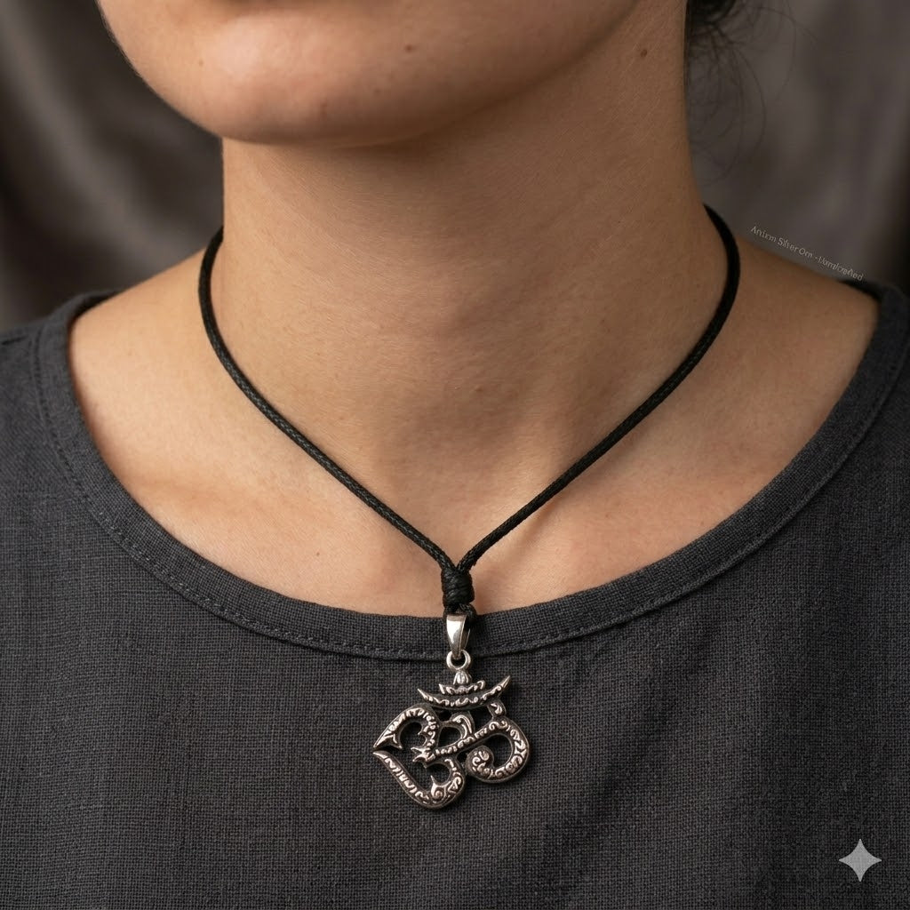 New Om Ohm Hindu Word Yoga Silver Pewter Charm Necklace Pendant Jewelry