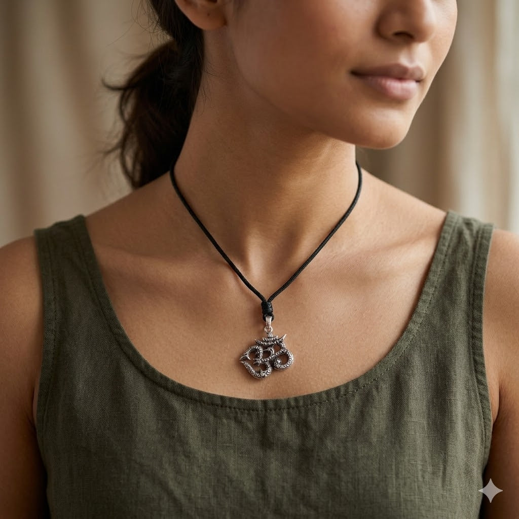 New Om Ohm Hindu Word Yoga Silver Pewter Charm Necklace Pendant Jewelry