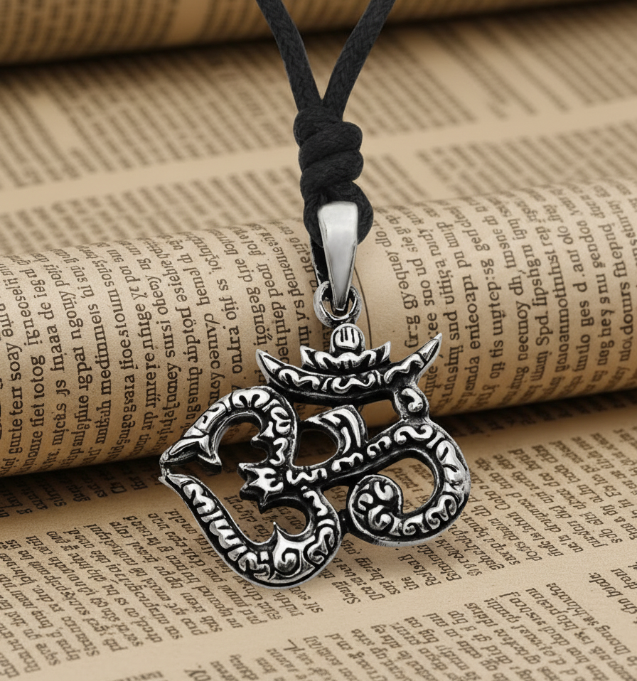 New Om Ohm Hindu Word Yoga Silver Pewter Charm Necklace Pendant Jewelry