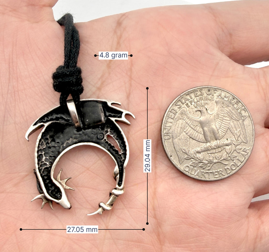 Sleeping Dragon Moon Silver Pewter Gold Brass Necklace Pendant Jewelry