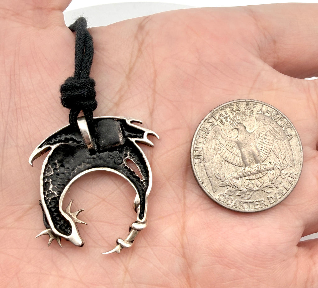 Sleeping Dragon Moon Silver Pewter Gold Brass Necklace Pendant Jewelry