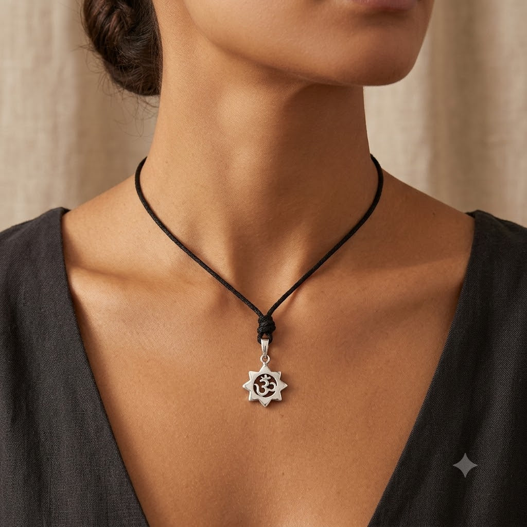Sunflower Hindu Ohm 92.5 Sterling Silver Pewter Gold Brass Necklace Pendant Jewelry