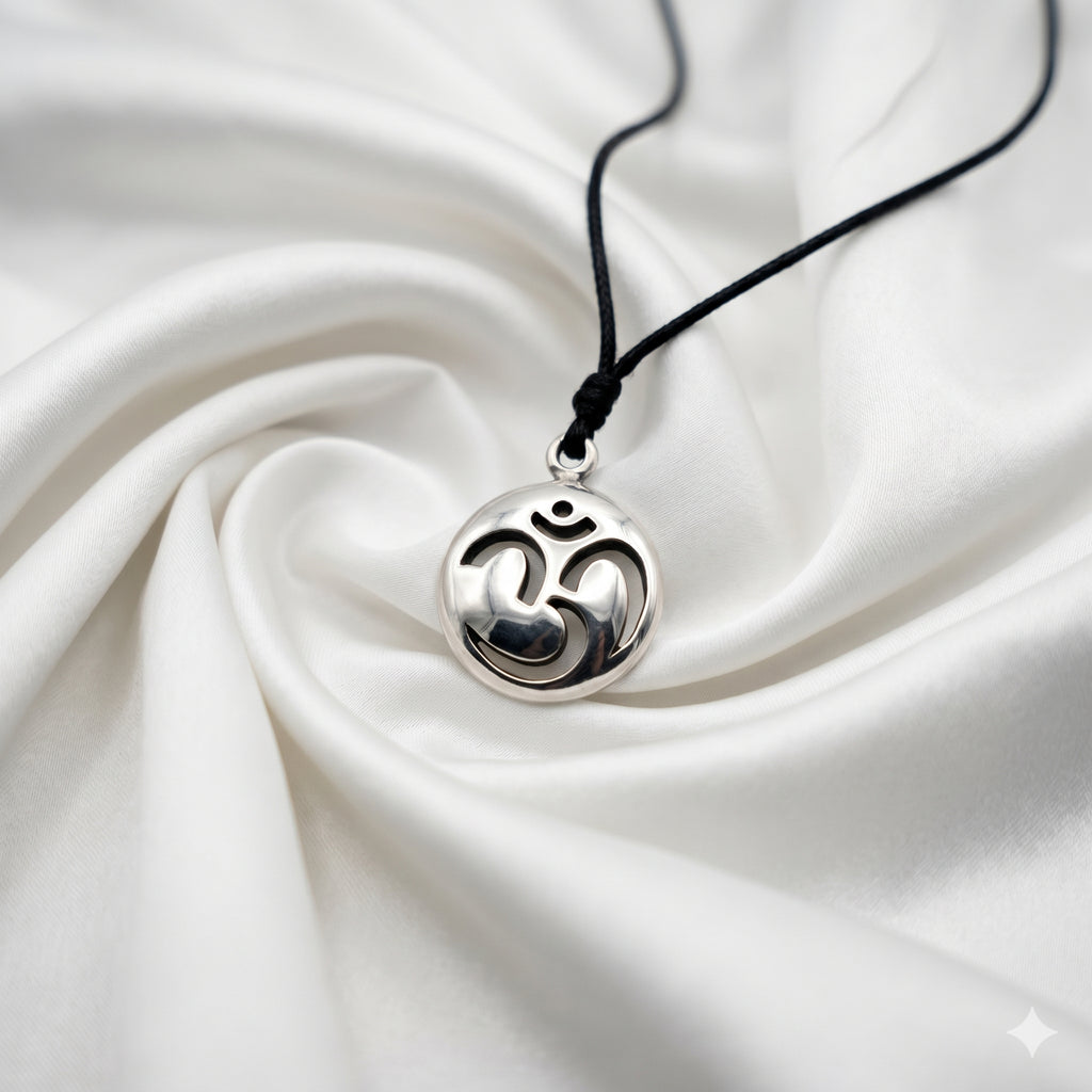 Large & Small Hindu Om Ohm 92.5 Sterling Silver Pewter Necklace Pendant Jewelry