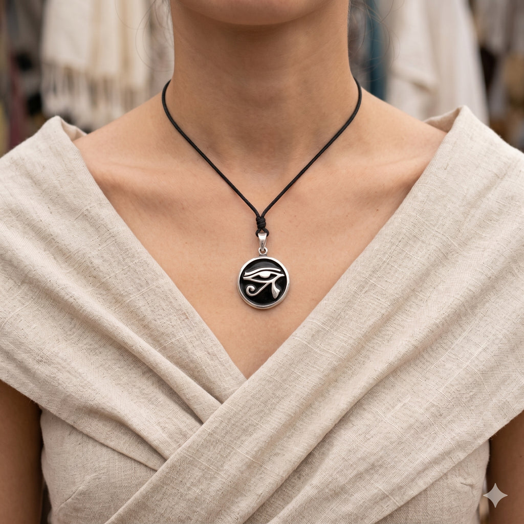 Eye of Ra - Ancient Egypt Handmade Silver Brass Pewter Necklace Pendant Jewelry