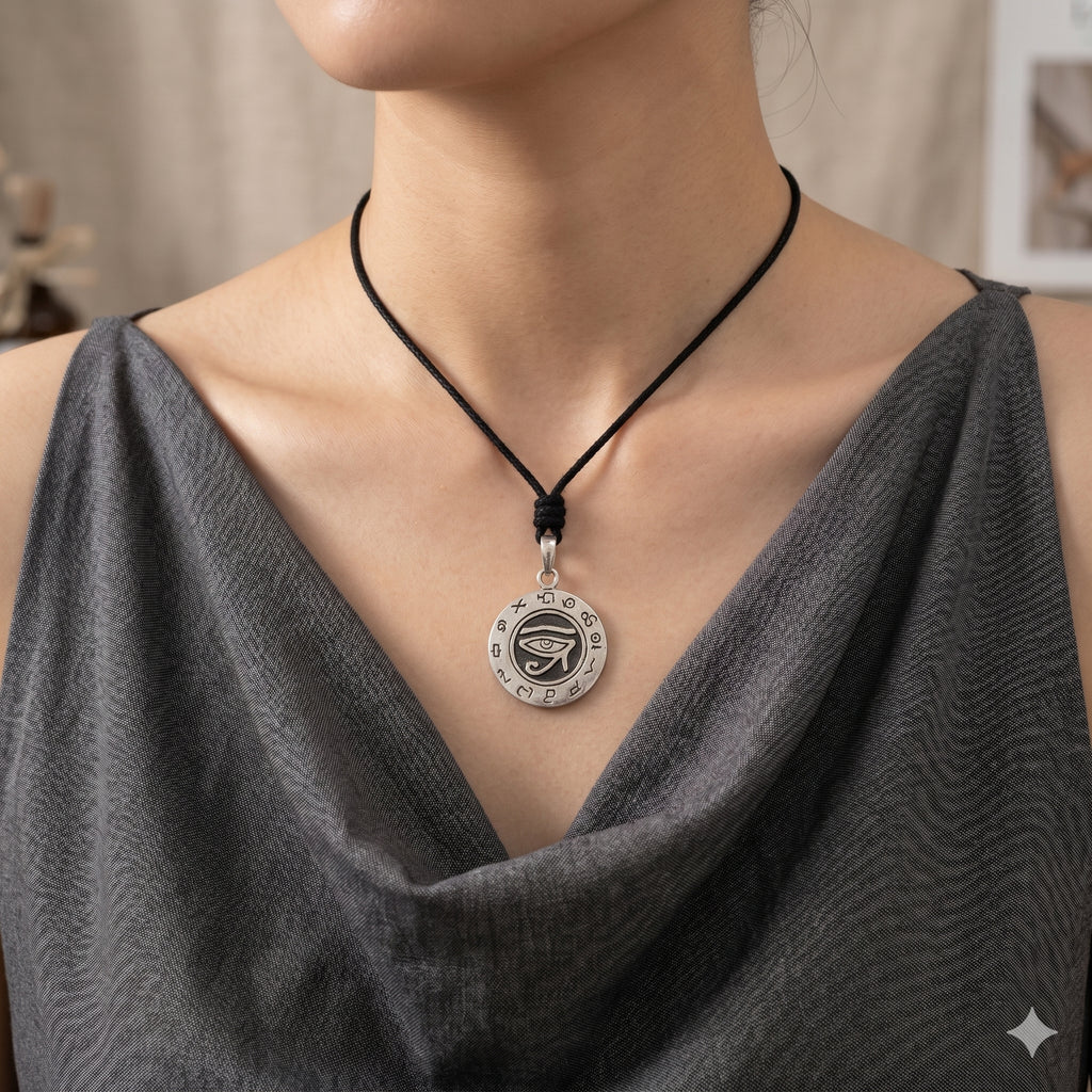 Egyptian Eye of Ra Horus Silver Pewter Gold Brass Charm Necklace Pendant Jewelry