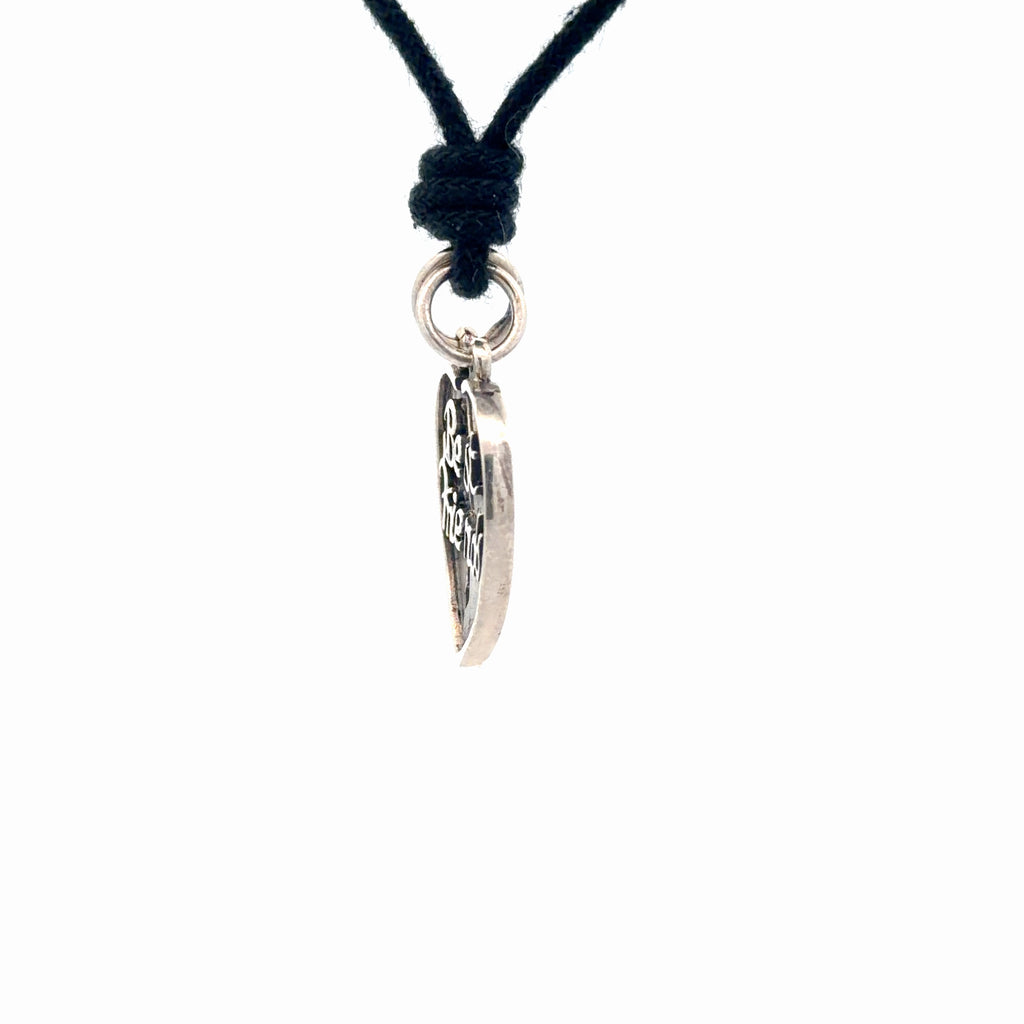 92.5 Sterling Silver Best Friends Broken Heart Pendant Charm With Cotton Cord