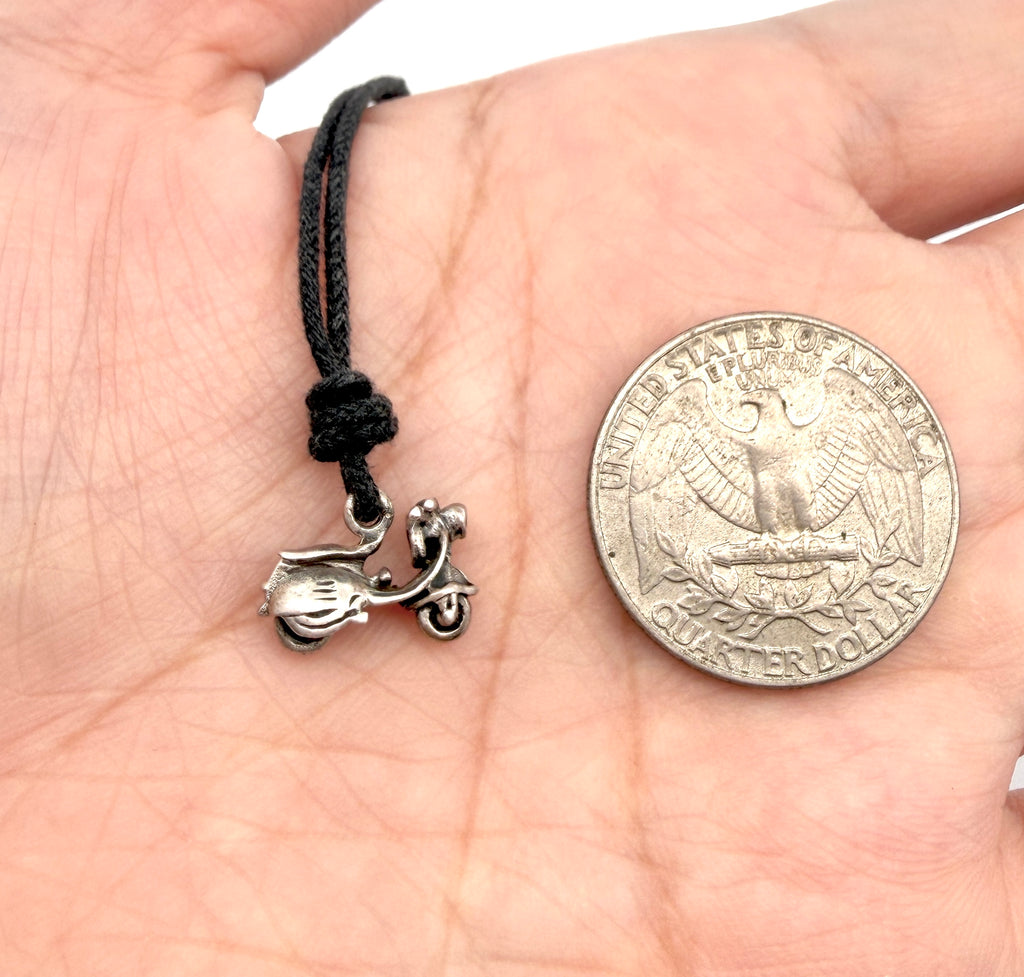 Classic Vintage Vespa Scooter 92.5 Sterling Silver Gold Brass Charm Necklace Pendant Jewelry