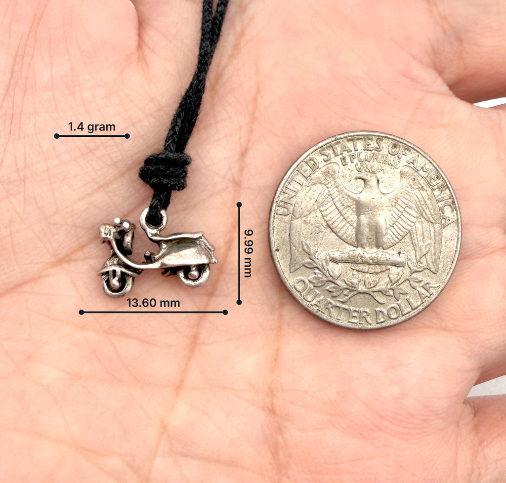 Classic Vintage Vespa Scooter 92.5 Sterling Silver Gold Brass Charm Necklace Pendant Jewelry