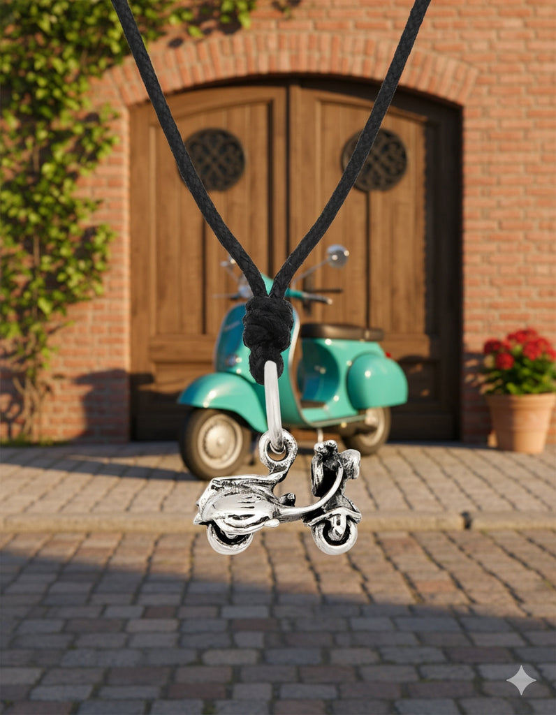 Classic Vintage Vespa Scooter 92.5 Sterling Silver Gold Brass Charm Necklace Pendant Jewelry