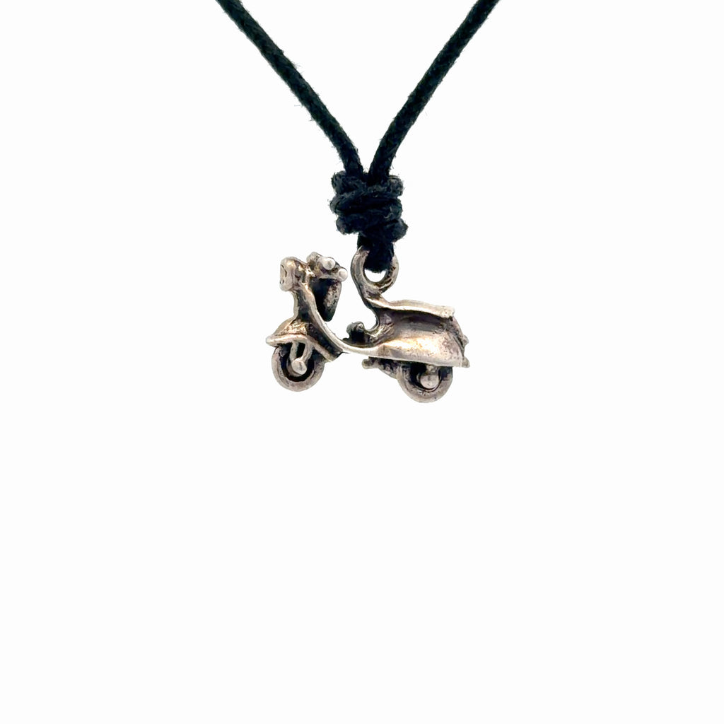 Classic Vintage Vespa Scooter 92.5 Sterling Silver Gold Brass Charm Necklace Pendant Jewelry