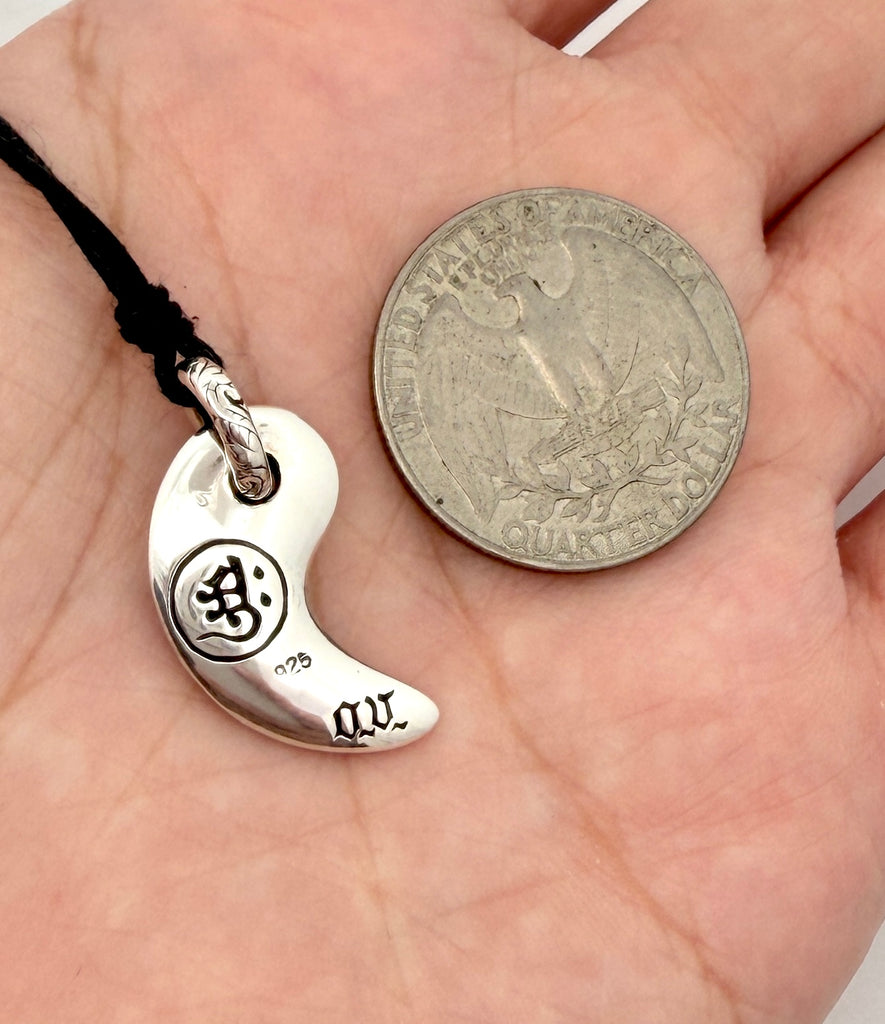 Vintage Dragon Magatama Japanese Yin‑Yang Pendant Necklace – 92.5 Sterling Silver & Gold Brass Jewelry
