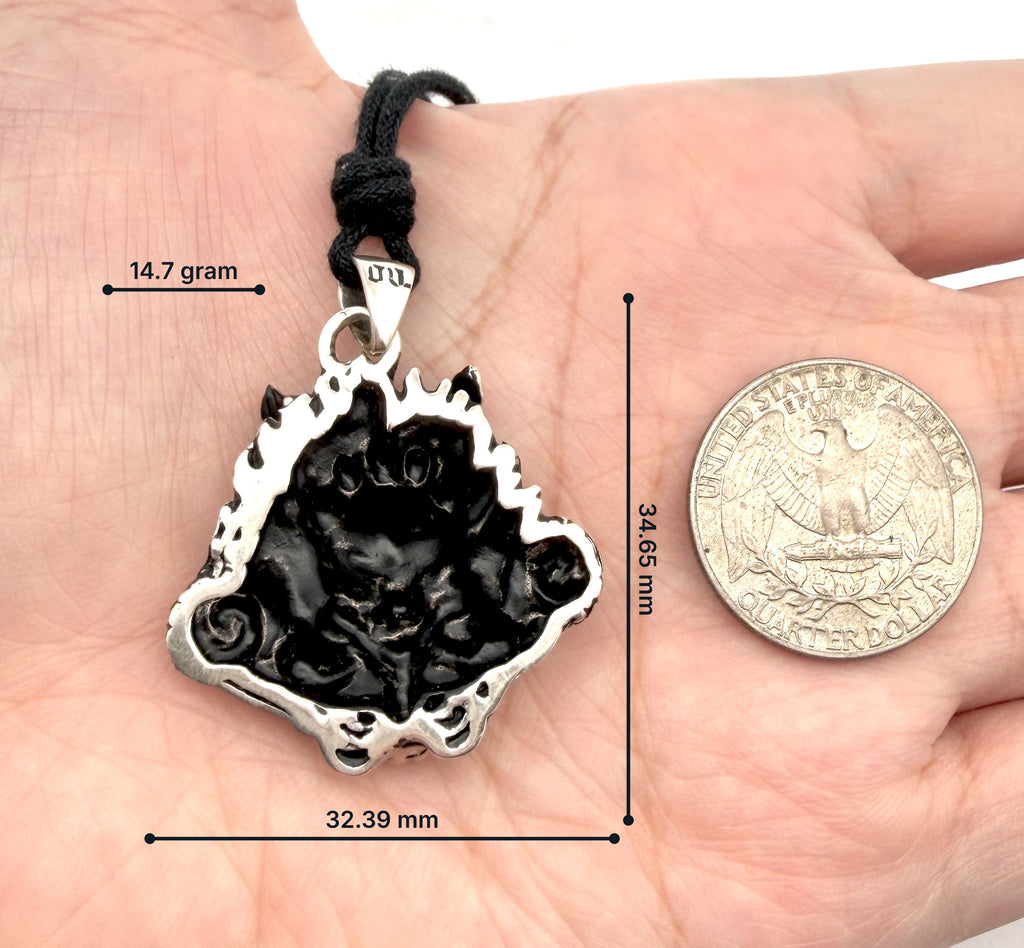 Japanese Hannya Mask 92.5 Sterling Silver Pewter Brass Necklace Pendent Jewelry