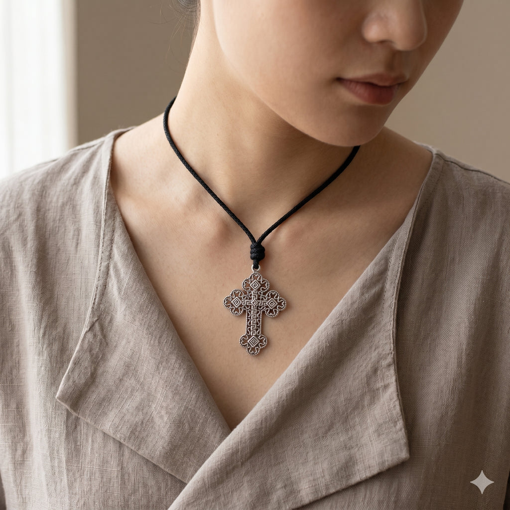 Gothic Celtic Cross Sterling-silver Brass Charm Necklace Pendant Jewelry