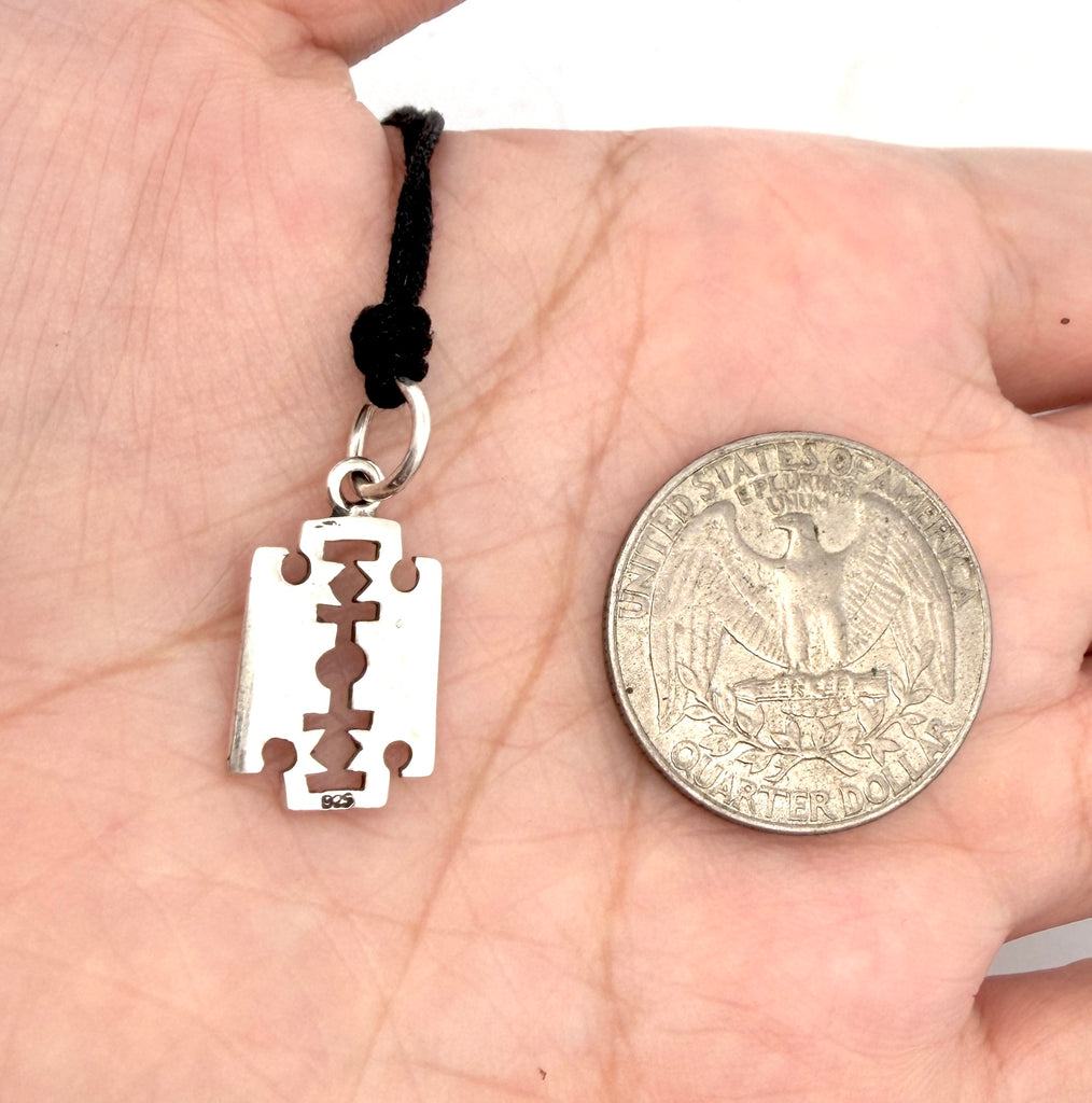 Razor Steam Punk Emo Gothic Sterling Silver Brass Pewter Necklace Pendant Jewelry