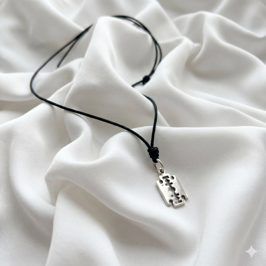 Razor Steam Punk Emo Gothic Sterling Silver Brass Pewter Necklace Pendant Jewelry
