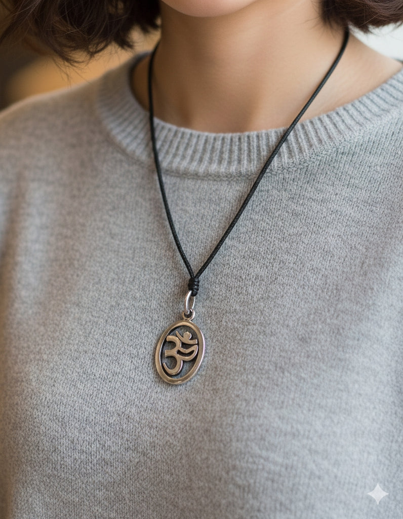New Hindu Om Ohm 92.5 Sterling Silver Pewter Charm Necklace Pendant Jewelry