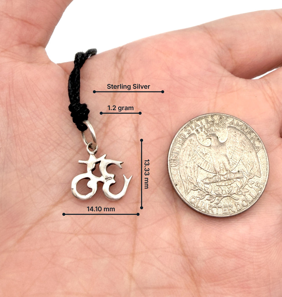 Lovely Hindu Word Om Ohm 92.5 Sterling Silver Pewter Brass Necklace Pendant Jewelry