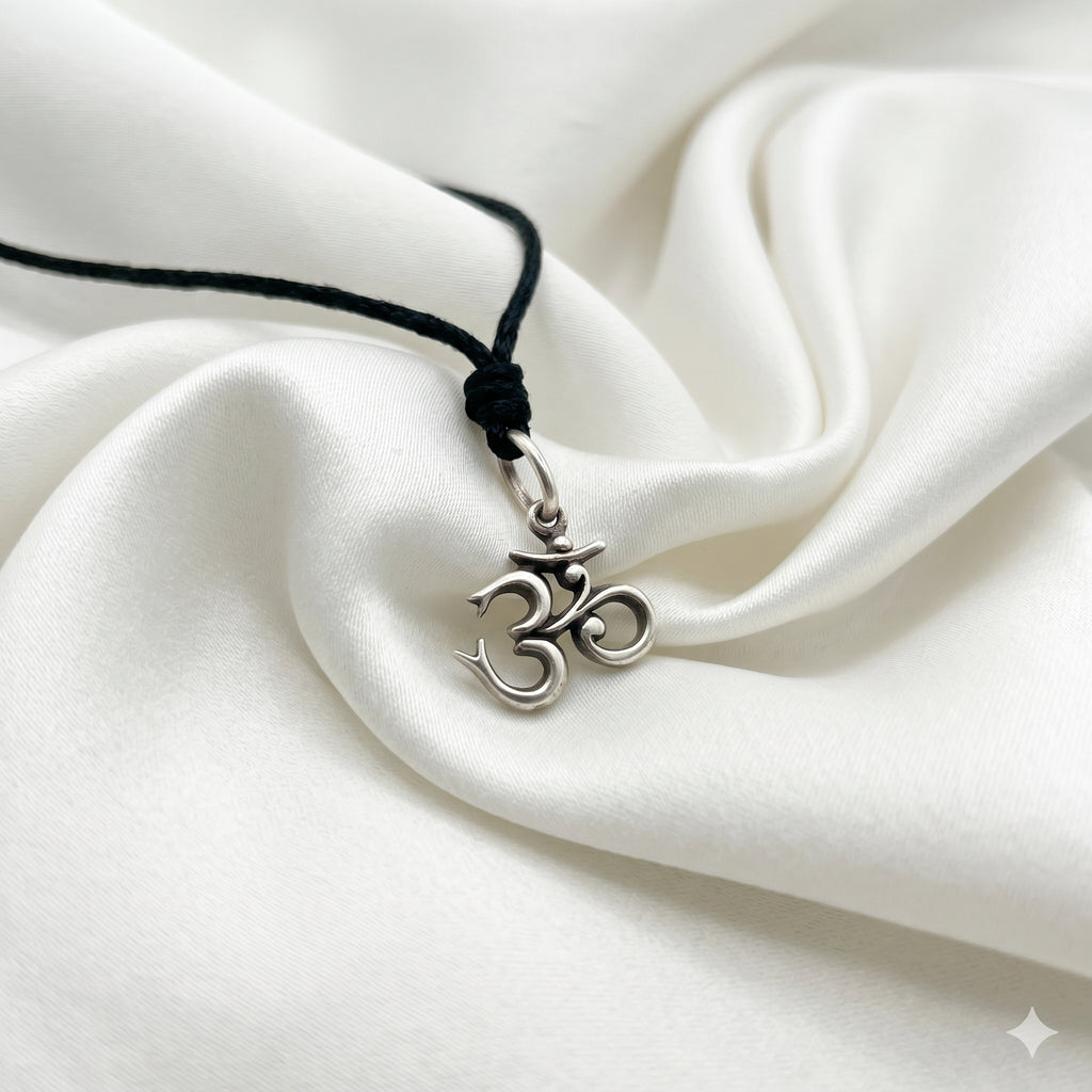 Lovely Hindu Word Om Ohm 92.5 Sterling Silver Pewter Brass Necklace Pendant Jewelry