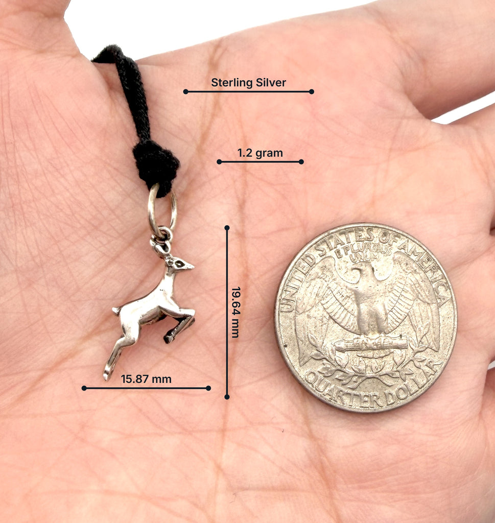 Deer 92.5 Sterling Silver Gold Brass Charm Necklace Pendant Jewelry