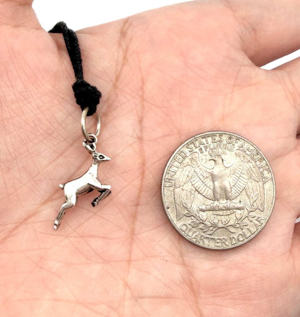 Deer 92.5 Sterling Silver Gold Brass Charm Necklace Pendant Jewelry