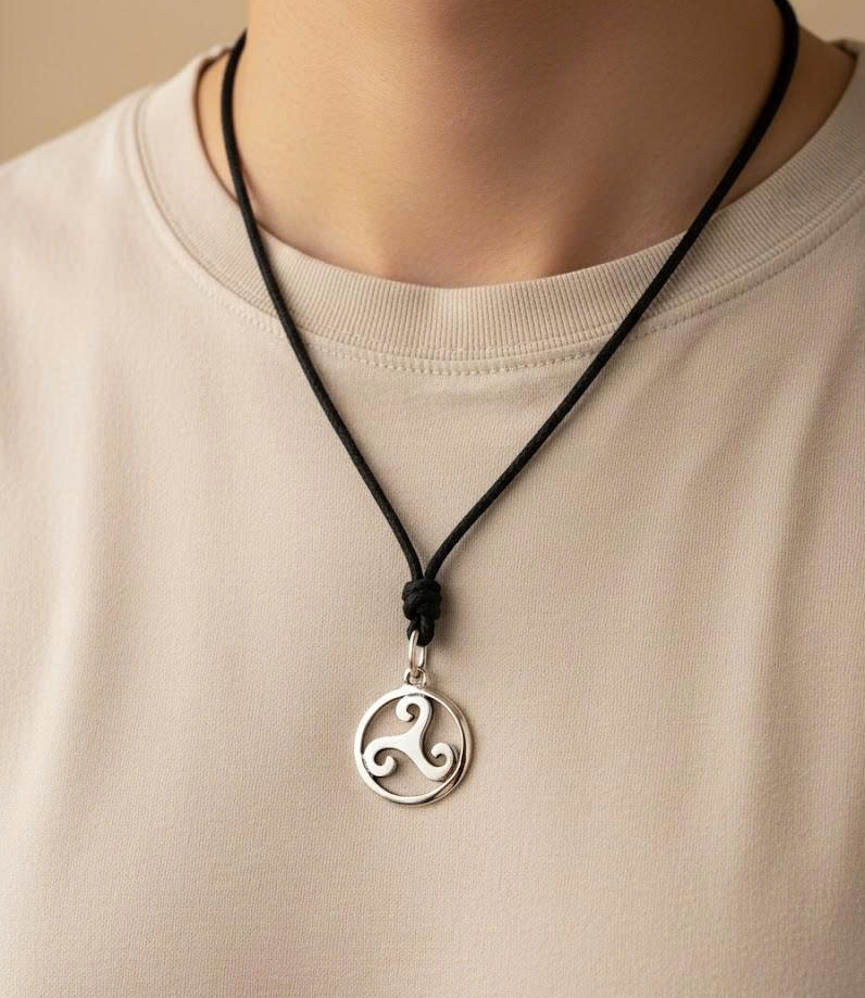 Trilogy Triquetra Wave 92.5 Sterling Silver Gold Brass Necklace Pendant Jewelry