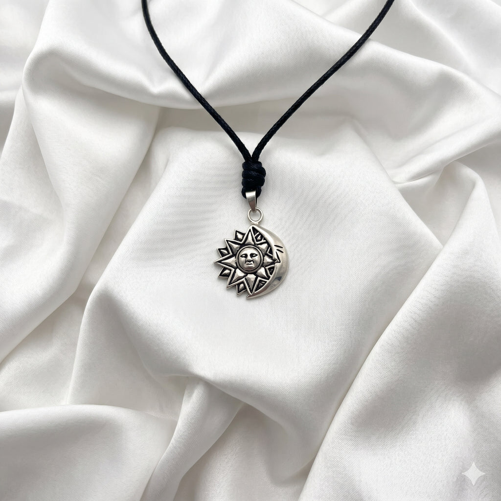 Sun and Moon 92.5 Sterling Silver Pewter Brass Necklace Pendant Jelwery
