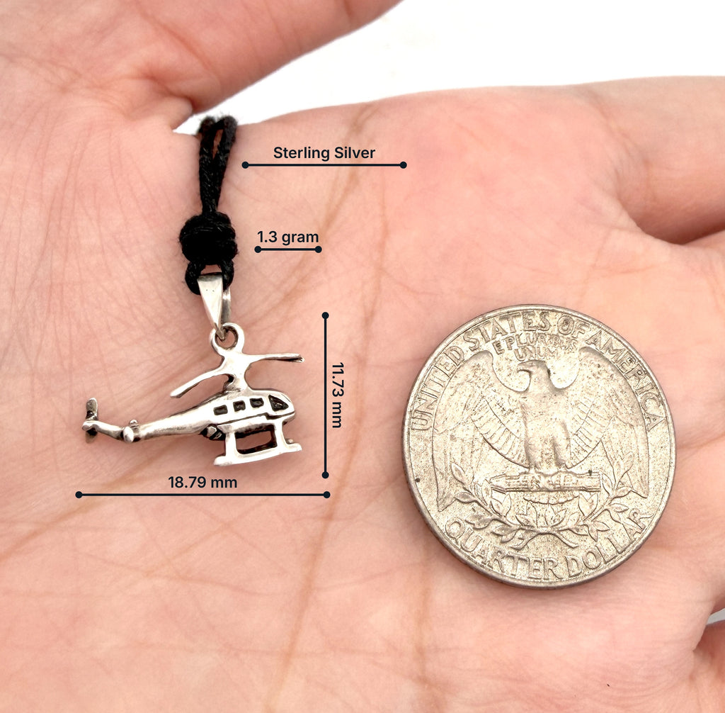 Mini Helicopter 92.5 Sterling Silver Gold Brass Charm Necklace Pendant Jewelry