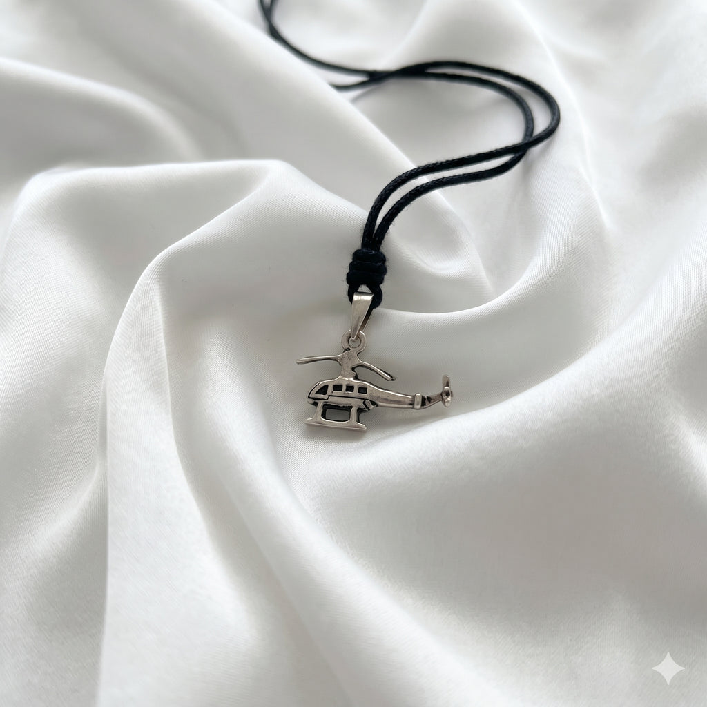Mini Helicopter 92.5 Sterling Silver Gold Brass Charm Necklace Pendant Jewelry