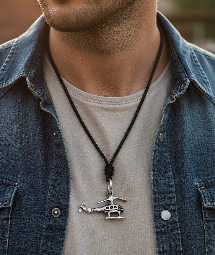 Mini Helicopter 92.5 Sterling Silver Gold Brass Charm Necklace Pendant Jewelry