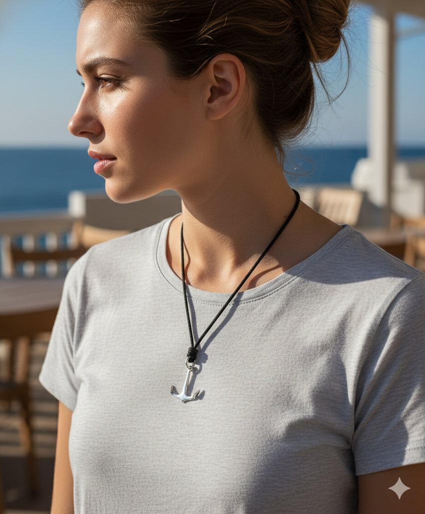 Anchor Ship Boat Pewter Sterling-silver Brass Charm Necklace Pendant Jewelry