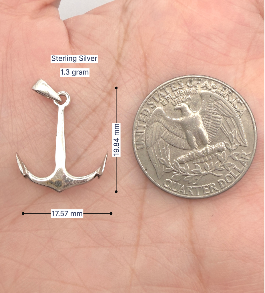 Anchor Ship Boat Pewter Sterling-silver Brass Charm Necklace Pendant Jewelry