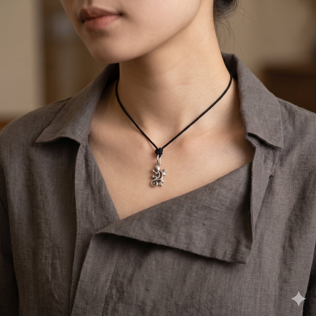 Lizard Reptile Handmade 92.5 Sterling-silver Gold Brass Necklace Pendant Jewelry