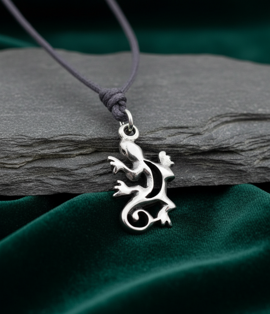 Lizard Reptile Handmade 92.5 Sterling-silver Gold Brass Necklace Pendant Jewelry
