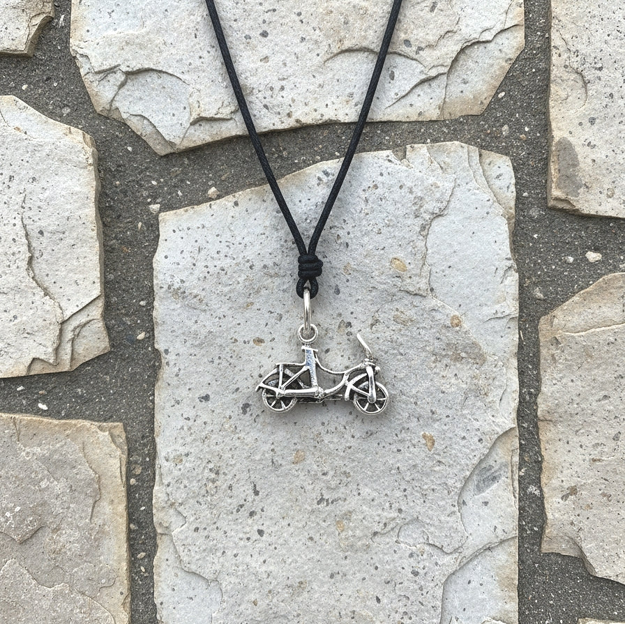 Bicycle Bike 92.5 Sterling Silver Gold Brass Charm Necklace Pendant Jewelry