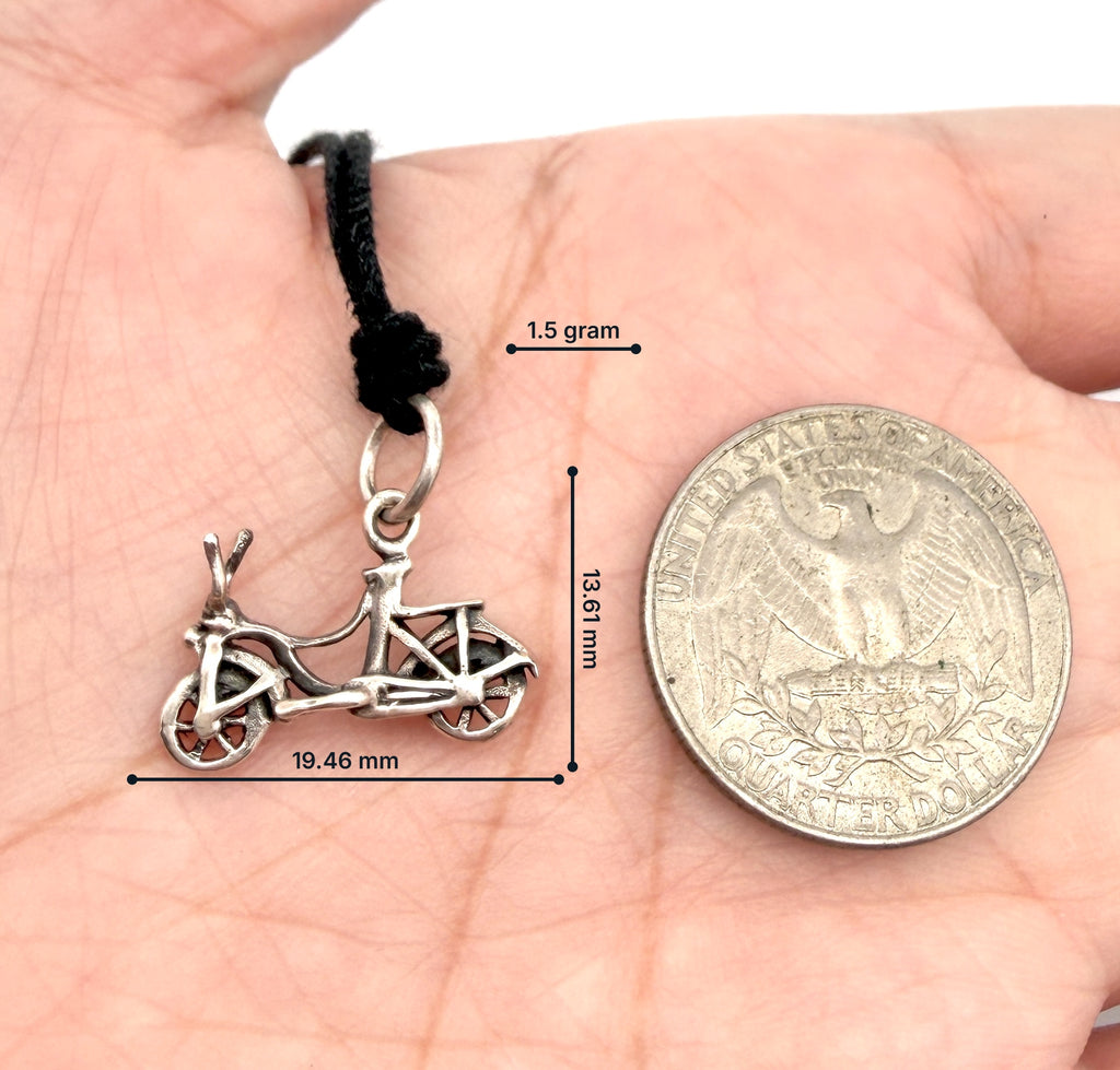 Bicycle Bike 92.5 Sterling Silver Gold Brass Charm Necklace Pendant Jewelry