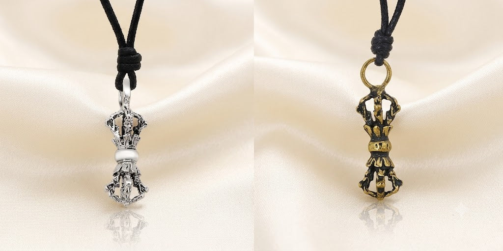 Tibet Amulet 92.5 Sterling Silver Gold Brass Charm Necklace Pendant Jewelry