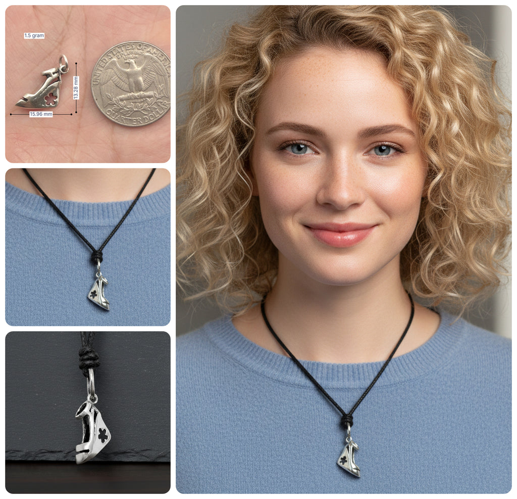 Lovely Sandal Shoes Beach 92.5 Sterling Silver Brass Necklace Pendant Jewelry