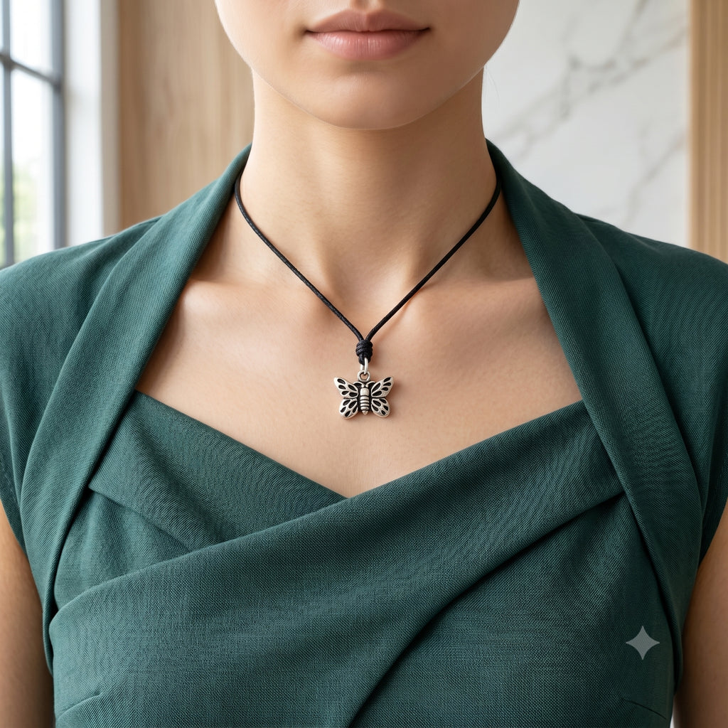 Fancy Butterfly Insect Sterling-silver Pewter Brass Necklace Pendant Jewelry