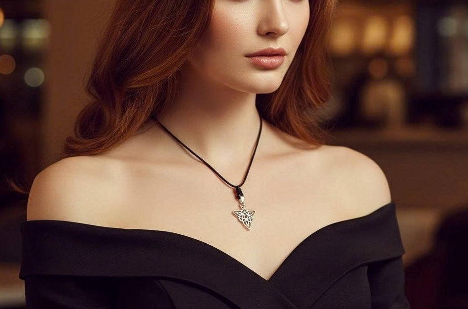 Classic Trilogy Triquetra 92.5 Sterling Silver Gold Brass Necklace Pendant Jewelry