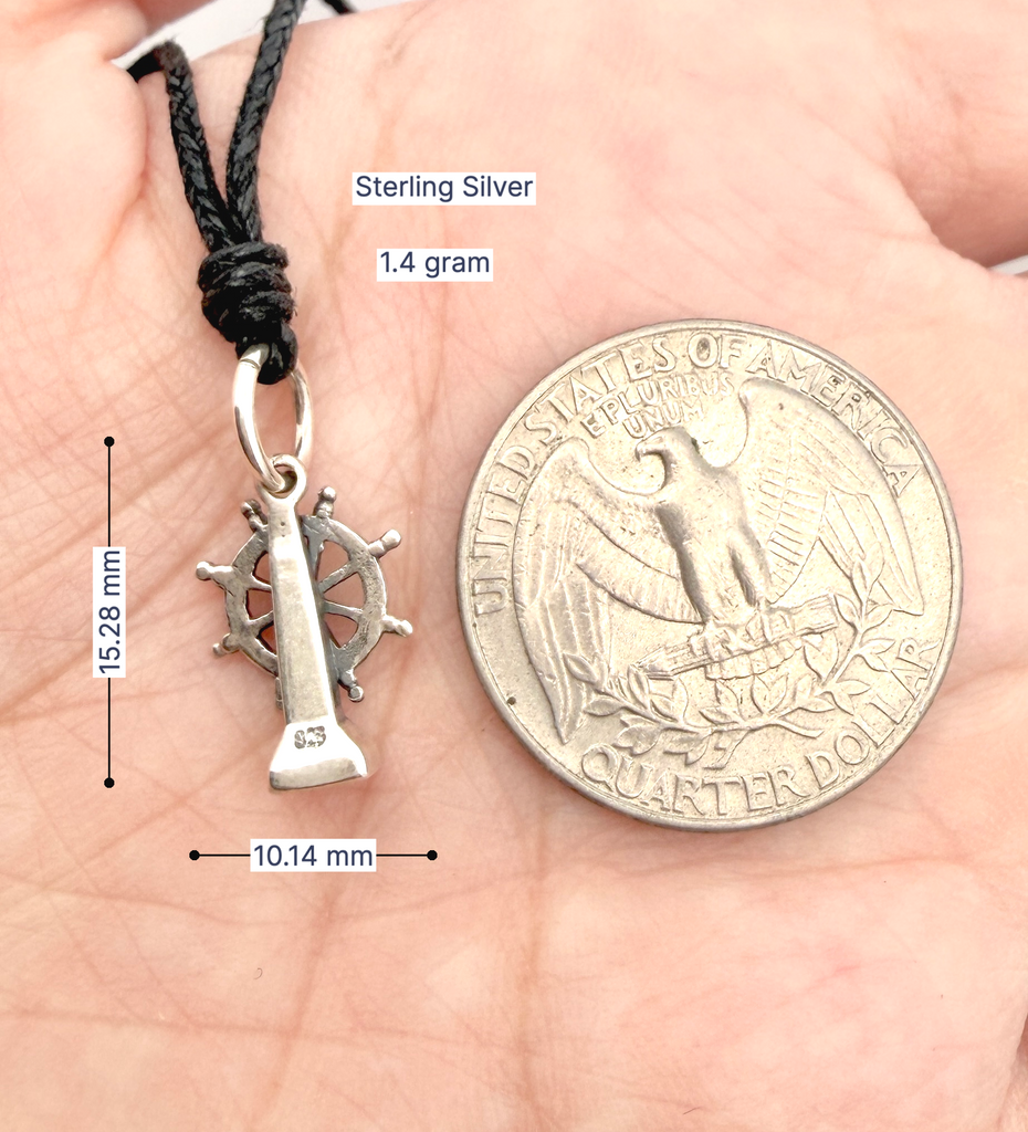 Authentic Ship Helm Sterling Silver Pewter Brass Necklace Pendant Jewelry