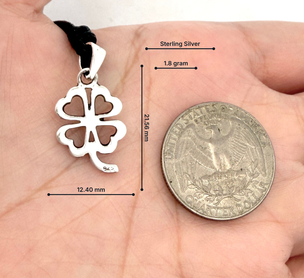 Four Leaf Clover Sterling-silver Pewter Gold Brass Charm Necklace Pendant Jewelry