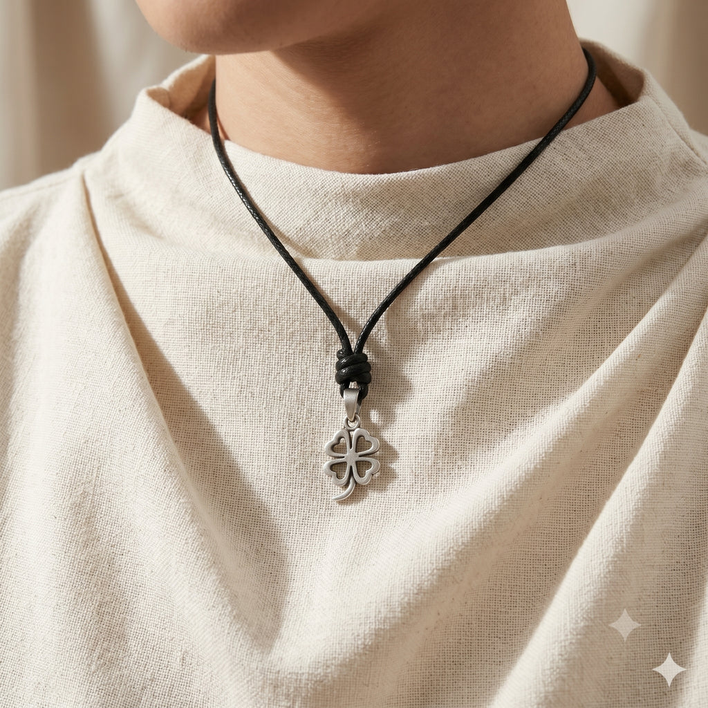 Four Leaf Clover Sterling-silver Pewter Gold Brass Charm Necklace Pendant Jewelry