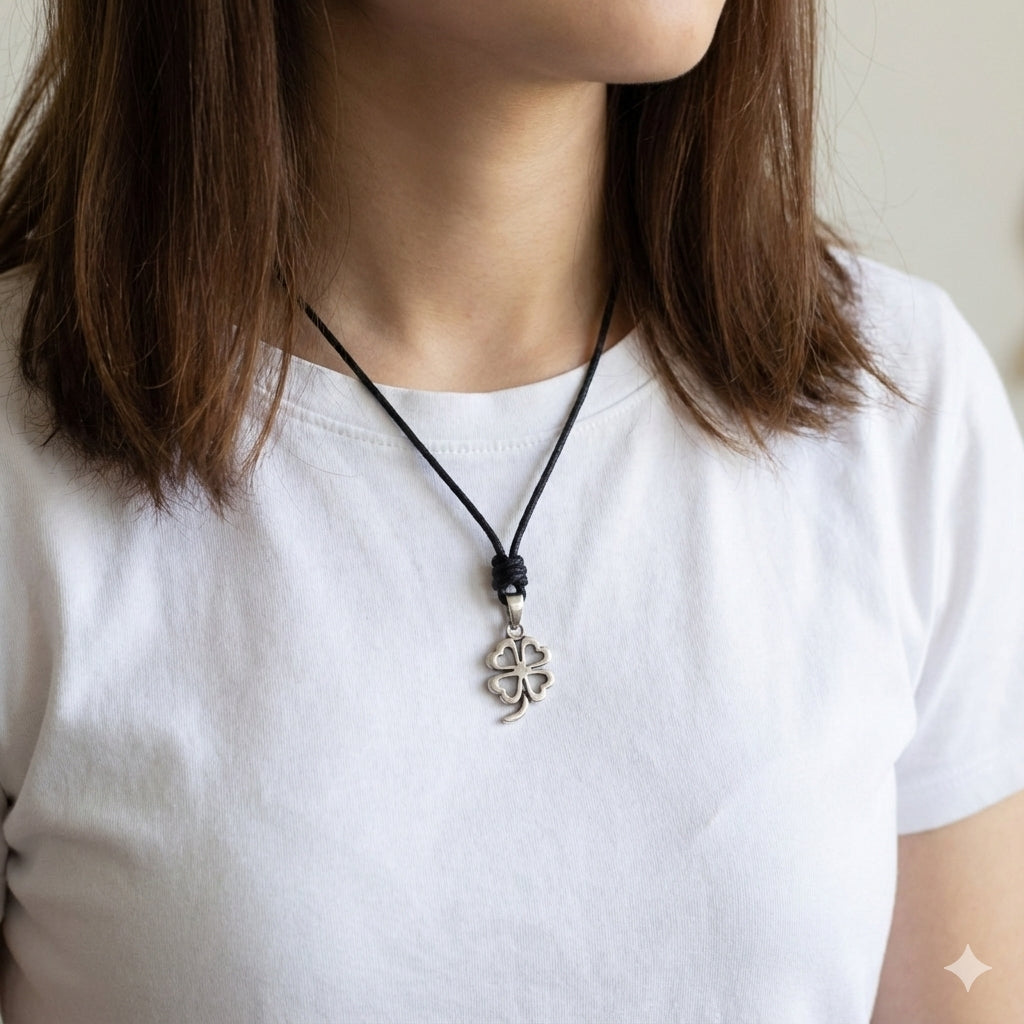 Four Leaf Clover Sterling-silver Pewter Gold Brass Charm Necklace Pendant Jewelry