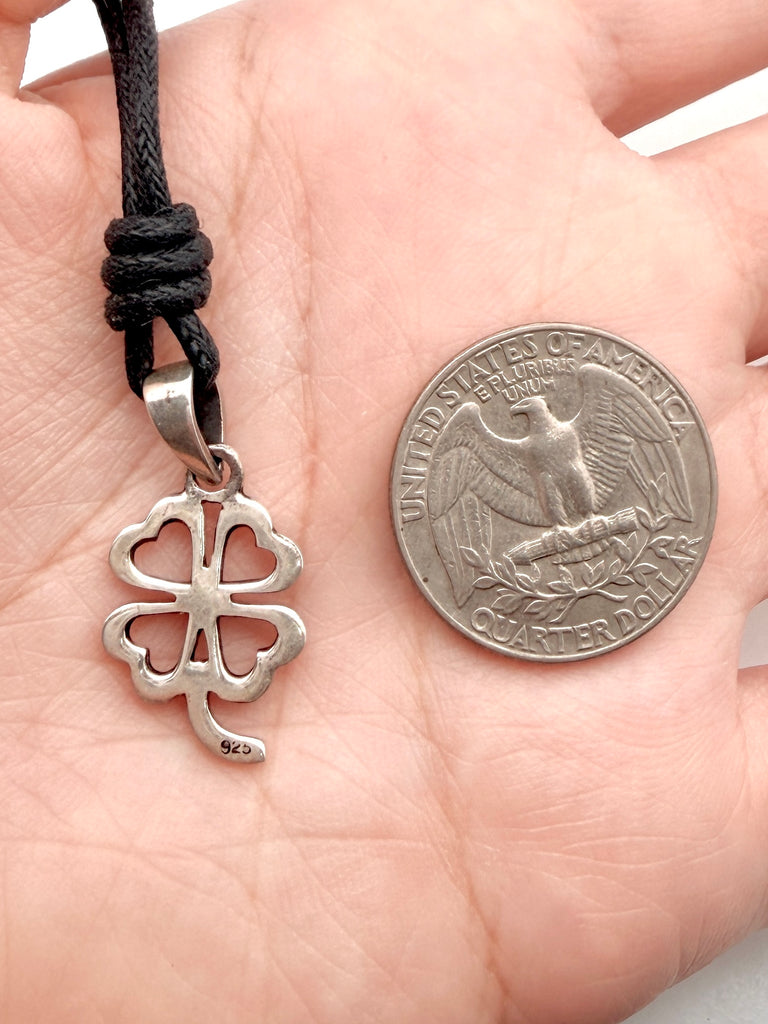 Four Leaf Clover Sterling-silver Pewter Gold Brass Charm Necklace Pendant Jewelry